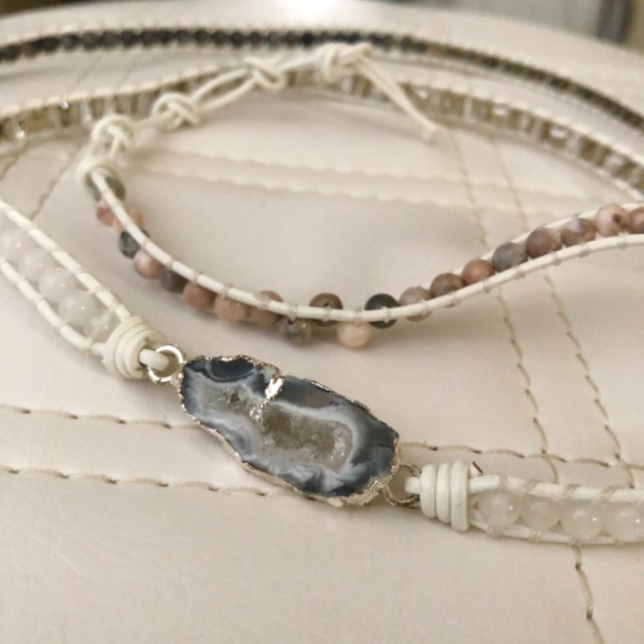 3 Foot Long Gem Beads Agate Geode Slice Wrap Jewellery Piece - Picture 2 of 8